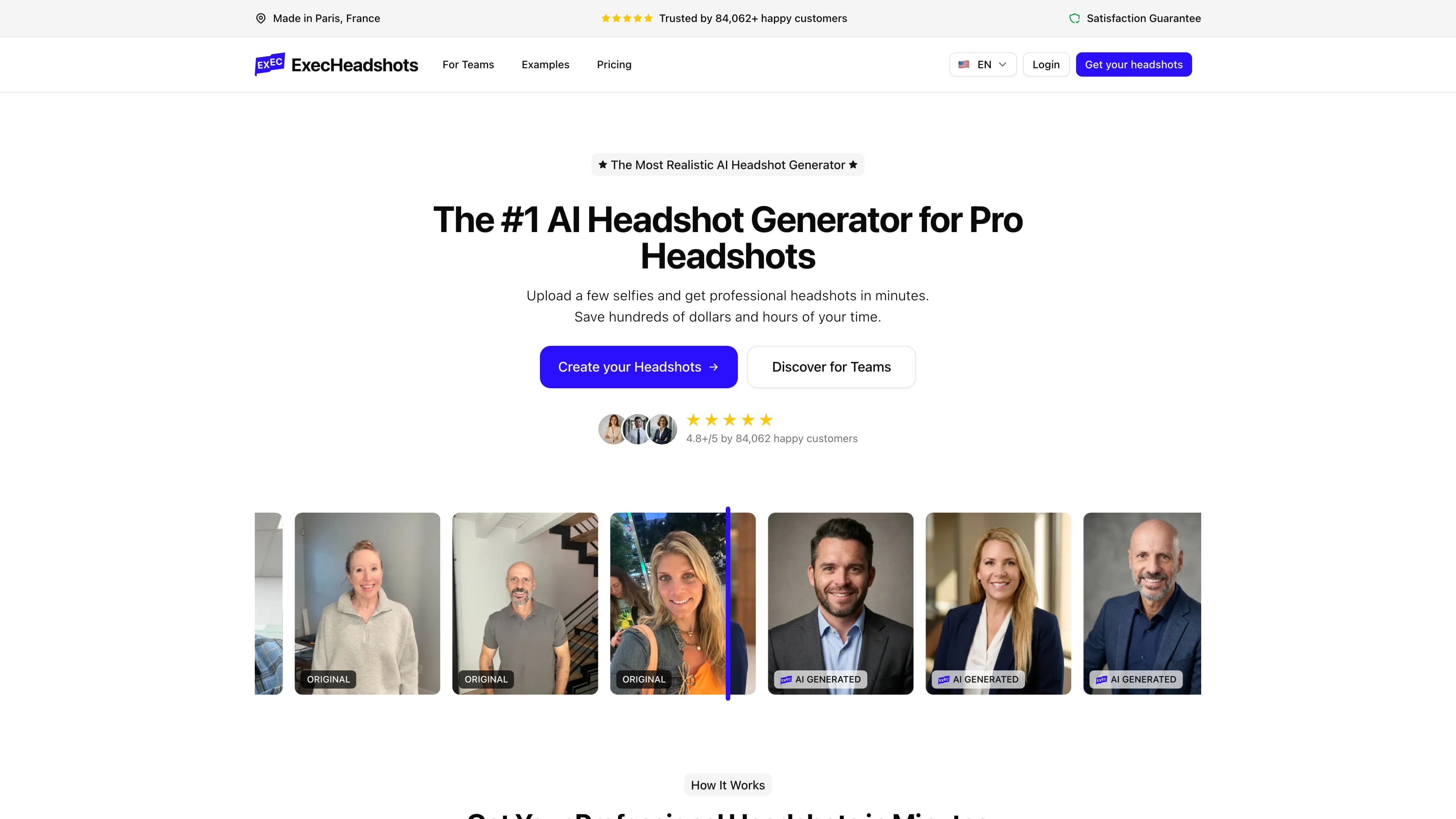 ExecHeadshots homepage screenshot