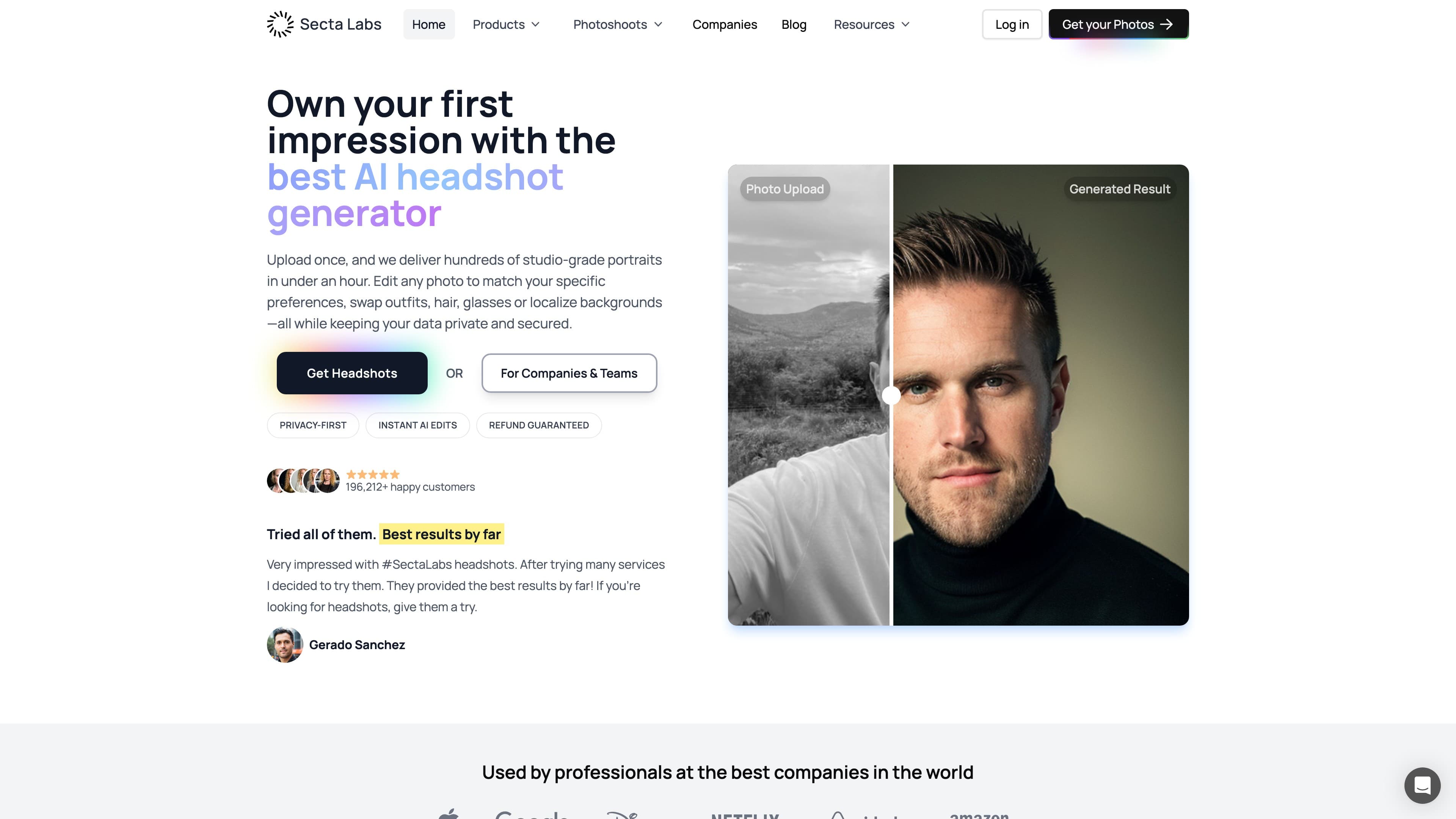 Secta.ai homepage screenshot